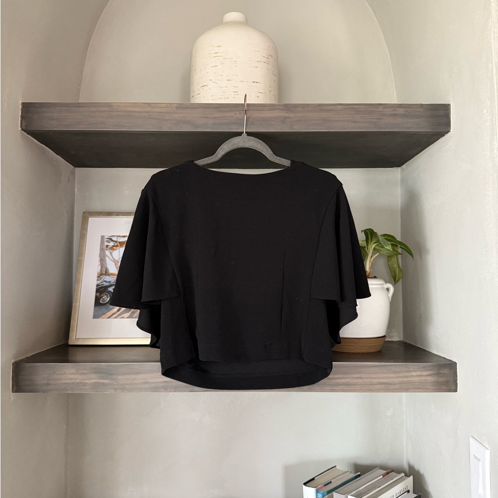 Black Ruffle Sleeve Top